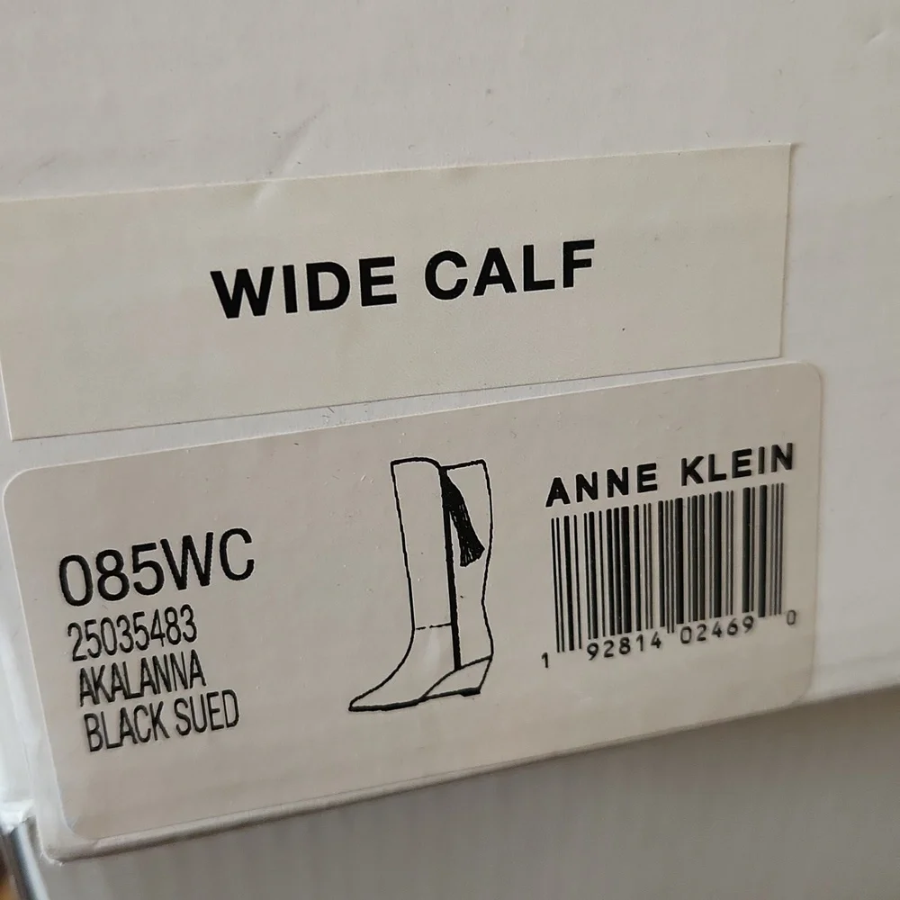 Anne Klein wide calf suede Wedge knee high boots In Box